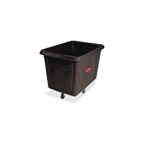 Rubbermaid Commercial 20 cu ft Cube Truck - 149.61 gal Capacity - Durable, Easy to Clean, Smooth, Wheels, Handle - 36.5" Height x 48" Width x 34" Depth - Metal, Plastic - Black