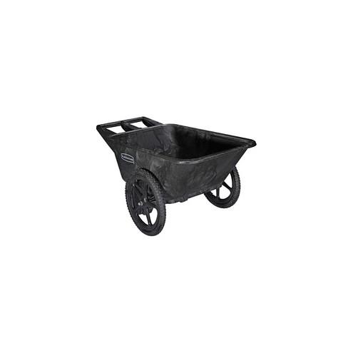 Rubbermaid Commercial Big Wheel Cart - 300 lb Capacity - 2 Casters - Plastic, Foam - Black - 1 Carton
