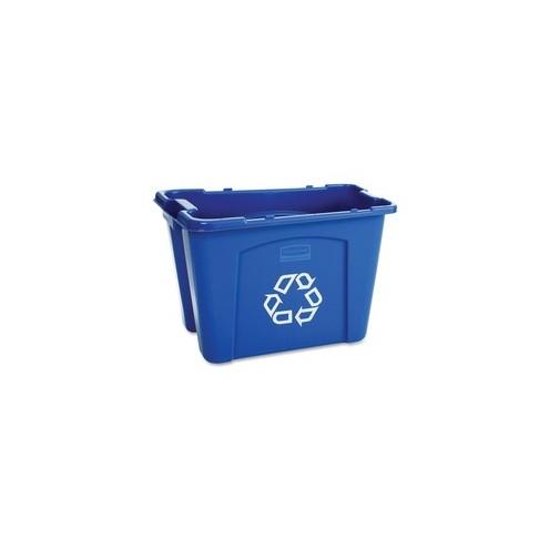 Rubbermaid Commercial 14-gallon Recycling Box - 14 gal Capacity - Rectangular - 14.8" Height x 16" Width x 21" Depth - Polyethylene - Blue