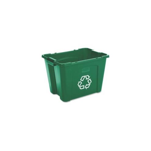 Rubbermaid Commercial 14-Gallon Recycling Box - 14 gal Capacity - Stackable, Handle, Easy to Clean, Crack Resistant, Dent Resistant - 14.8" Height x 21" Width x 16" Depth - Polyethylene - Green