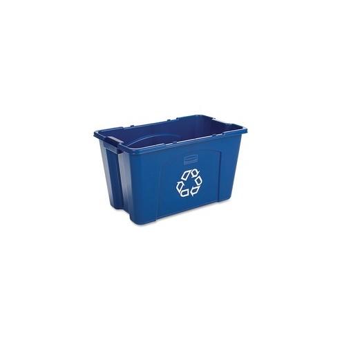 Rubbermaid Commercial 18-gallon Recycling Box - 18 gal Capacity - Rectangular - 14.8" Height x 26" Width x 16" Depth - Polyethylene, Plastic - Blue