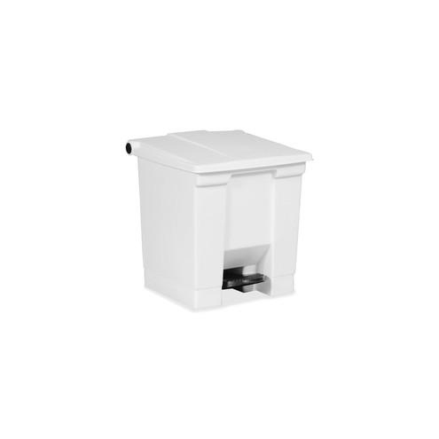 Rubbermaid Commercial Step-on Waste Container - 8 gal Capacity - Square - 17.1" Height x 15.8" Width - Plastic, Resin, High-density Polyethylene (HDPE), Polypropylene - White