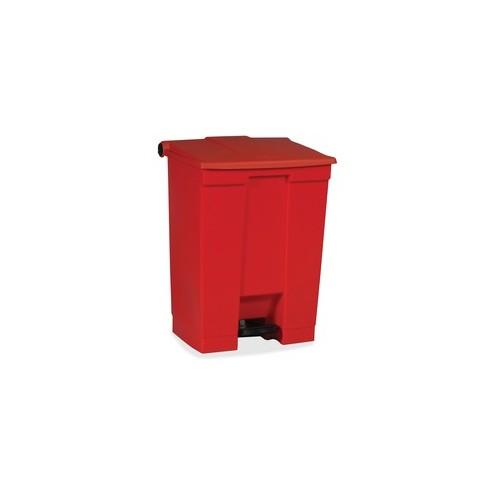 Rubbermaid Commercial Step On Container - Step-on Opening - Overlapping Lid - 18 gal Capacity - Puncture Resistant, Heavy Duty - 26.5" Height x 19.8" Width x 16.1" Depth - Plastic - Red