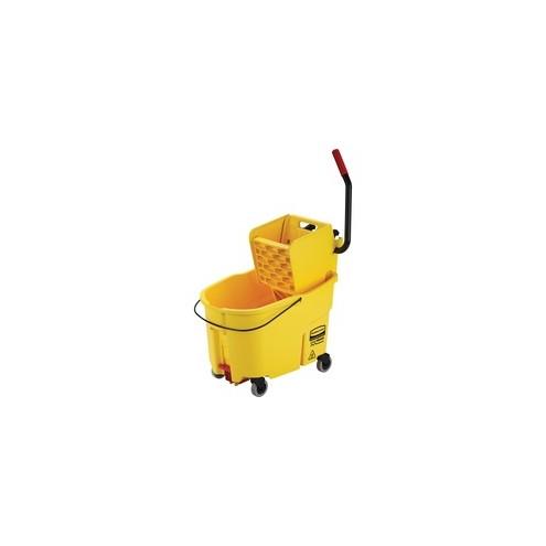 Rubbermaid Commercial Wavebreak 44-Quart Side Press Mopping System - Plastic, Steel - x 17" Width x 24" Depth x 38" Height - Yellow - 1 Each