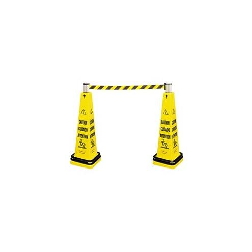 Rubbermaid Commercial Multilingual Barricade System - Expandable, Stackable - Yellow - Plastic, Steel