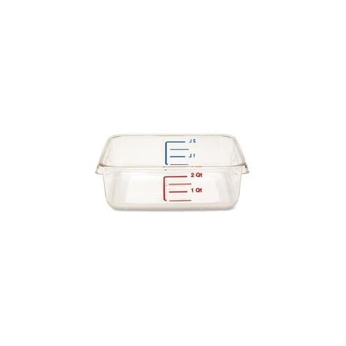 Rubbermaid Commercial Space Saving Square Container - External Dimensions: 8.8" Length x 8.3" Width x 2.7" Height - 2 quart - Polycarbonate - Clear - For Food Storage - 1 Each