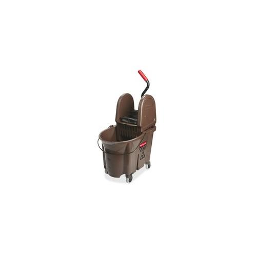 Rubbermaid Commercial WaveBrake Combo Mop Bucket - 35 quart - Splash Resistant - 23.5" x 15.5" x 20" - Tubular Steel, Plastic - Brown - 1 Carton