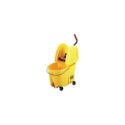 Rubbermaid Commercial WaveBrake Combo Mop Bucket - 35 quart - 36.5" x 15.7" - Tubular Steel, Plastic - Yellow - 1 Each