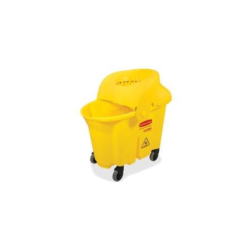 Rubbermaid Commercial WaveBrake 35Q Institution Bucket - 35 quart - Splash Resistant, Handle - Tubular Steel, Plastic - Yellow - 1 Carton