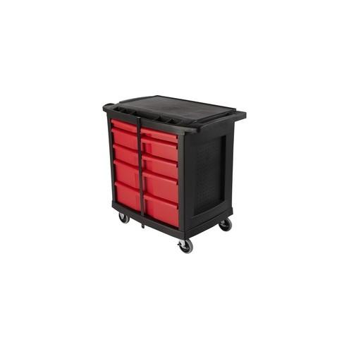 Rubbermaid Commercial 5-Drawer Mobile Work Center - 5 Drawer - 250 lb Capacity - 4" Caster Size - 32.6" Length x 19.9" Width x 33.5" Height - Black - 1 Each