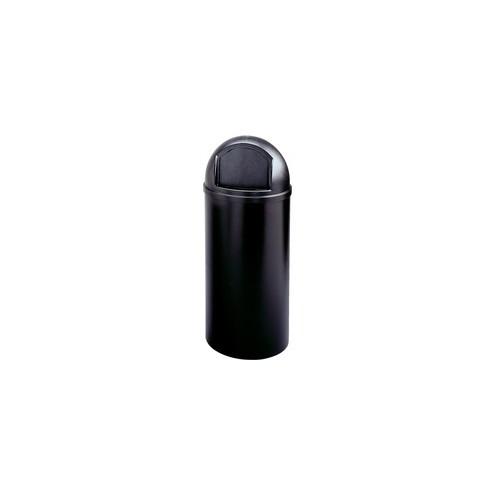 Rubbermaid Commercial Marshal Classic Container - Push Door Opening - 15 gal Capacity - Round - Yes - Durable, Scratch Resistant - 36.5" Height x 15.4" Diameter - Polyethylene, Plastic - Black
