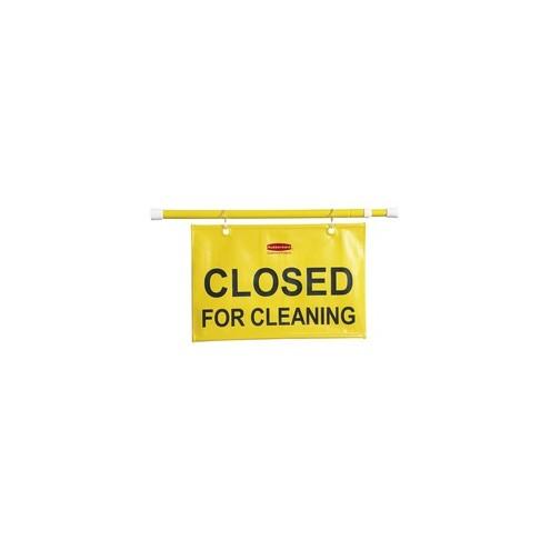 Rubbermaid Commercial Closed For Cleaning Safety Sign - 6 / Carton - Closed for Cleaning Print/Message - 50" Width x 13" Height - Rectangular Shape - Durable, Grommet - Yellow