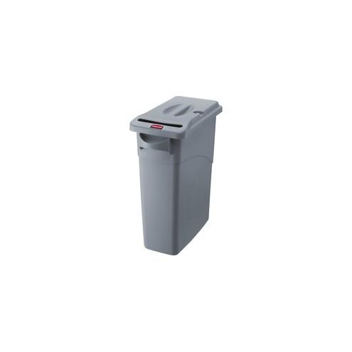 Rubbermaid Commercial Slim Jim Confidential Secure Container - 23 gal - Lid Lock Closure - Gray - For Document - 4 / Carton