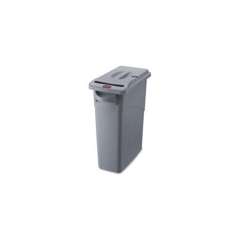Rubbermaid Commercial Slim Jim 16-gallon Document Container - External Dimensions: 11" Width x 23.1" Depth x 25" Height - 15.88 gal - Lid Lock Closure - Gray - For Document - 1 Each