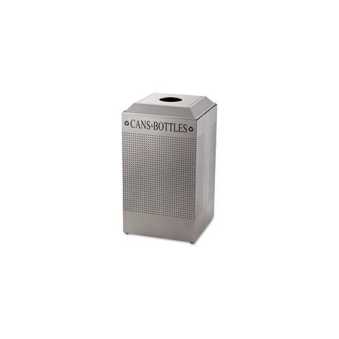 Rubbermaid Commercial Silhouettes 29G Recycle Container - 29 gal Capacity - Square - Perforated, Fire-Safe - 32.2" Height x 18.4" Width x 18.4" Depth - Steel - Silver Metallic