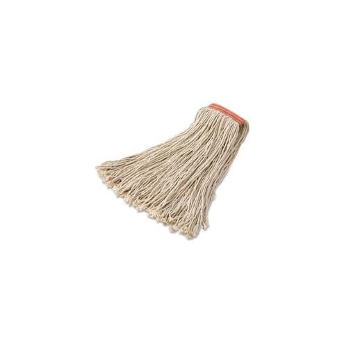 Rubbermaid Commercial 1" Headband Cotton Wet Mop - Cotton Head - Cut Ends, Non-abrasive - 12 / Carton - White