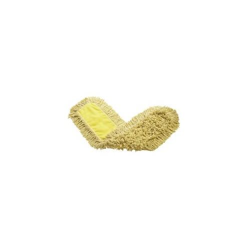 Rubbermaid Commercial Trapper Blend Dust Mop - 48" x 5" Yarn Head - Looped Ends, Heavy Duty, Absorbent - 3 / Carton - Yellow