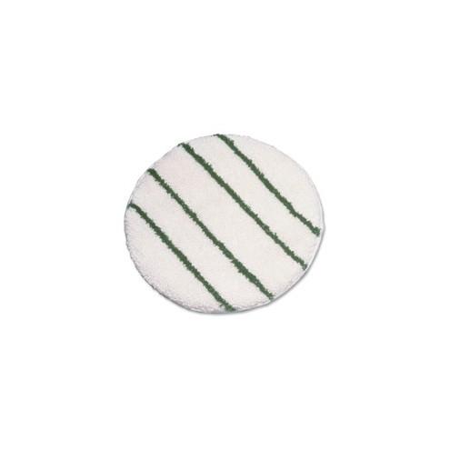 Rubbermaid Commercial Green Strips 17" Carpet Bonnet - 17" Diameter - 5/Carton x 17" Diameter - White