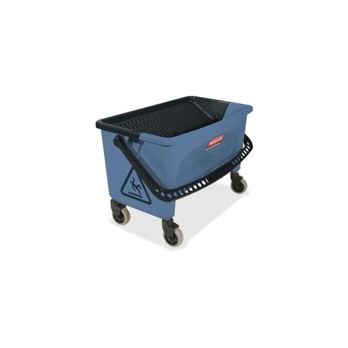 Rubbermaid Commercial Finish Mop Bucket w/ Wringer - Hinged Lid, Ergonomic Design, Handle - Blue - 1 Carton