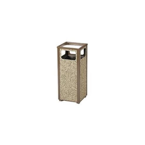 Rubbermaid Commercial 12 Gallon Sand Urn Receptacles - 12 gal Capacity - Rectangular - 32" Height x 13.5" Width x 13.5" Depth - Steel - Brown