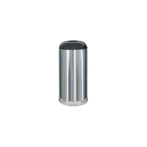 Rubbermaid Commercial Round Top 15-gal Waste Container - 15 gal Capacity - Round - Fire-Safe, Handle - Steel - Stainless Steel