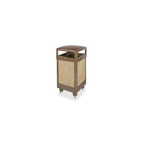 Rubbermaid Commercial United Hinged-Top Receptacles - Square - 40" Height x 21" Width x 21" Depth - Steel - Brown