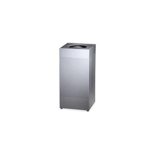 Rubbermaid Commercial Silhouettes 16G Waste Container - 16 gal Capacity - Square - Perforated, Fire-Safe, Durable - 30.4" Height x 14.8" Width x 14.8" Depth - Steel, Metal - Silver Metallic