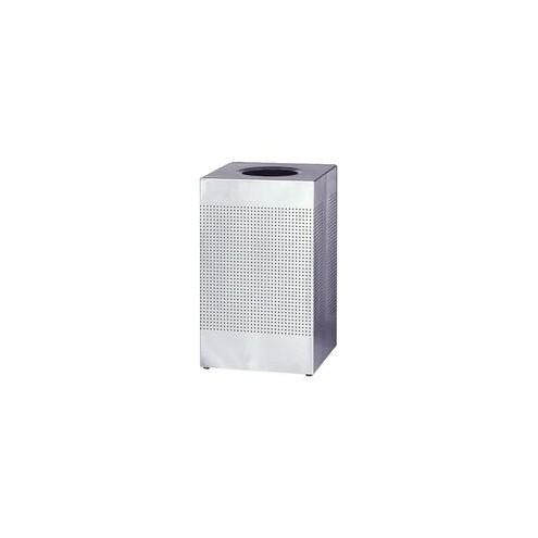 Rubbermaid Commercial Stainless Steel Hinged Top Receptacle - 16 gal Capacity - Square - 8.50" Opening Diameter - 30" Height x 14.8" Width x 14.8" Depth - Steel - Stainless Steel