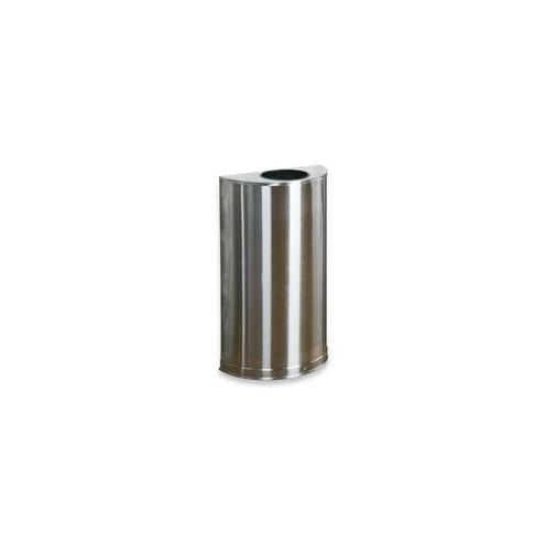 Rubbermaid Commercial 12 Gallon Half Round Steel Receptacle - 12 gal Capacity - Semicircular - 7" Opening Diameter - 32" Height x 18" Width x 9" Depth - Stainless Steel - Stainless Steel