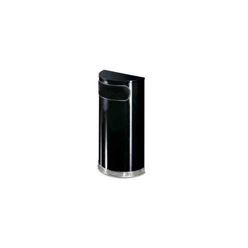 Rubbermaid Commercial Black/Chrome Half Round Receptacle - 9 gal Capacity - Semicircular - 32" Height x 18" Width x 9" Depth - Plastic - Chrome