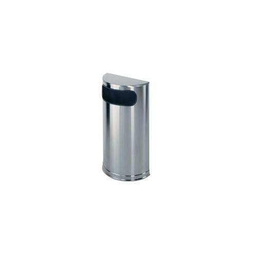 Rubbermaid Commercial Half Round Steel Receptacles - 9 gal Capacity - 32" Height x 18" Width x 9" Depth - Steel - Stainless Steel