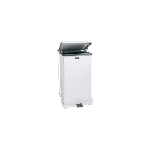 Rubbermaid Commercial Defenders Steel Step Cans - 12 gal Capacity - 23" Height x 12" Width x 12" Depth - Steel - White