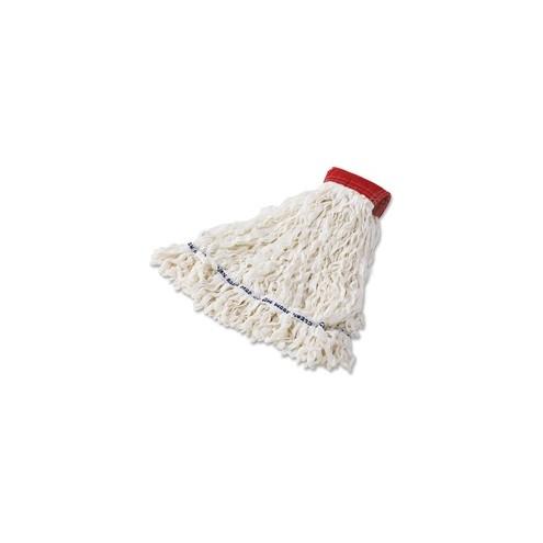 Rubbermaid Commercial 5" Headband Clean Room Wet Mop - Woven Rayon & Polyester Fiber Head - Fray Resistant, Lint Resistant, Launderable, Pre-shrunk - 12 / Carton - White