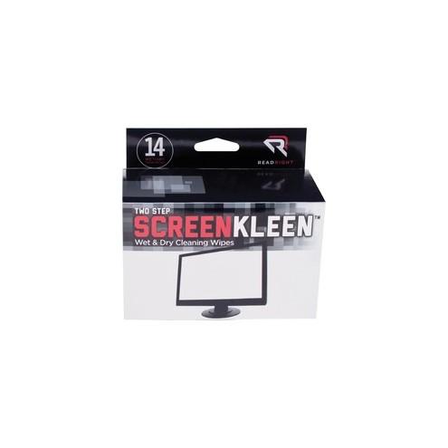 Read Right Kleen & Dry Screen Cleaners - For Display Screen - Pre-moistened, Lint-free, Anti-static, Anti-glare - 28 / Box