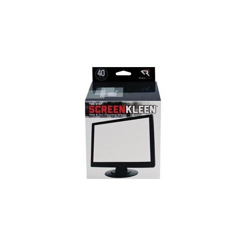 Read Right Kleen & Dry Screen Cleaners - For Display Screen - Pre-moistened, Lint-free, Anti-static - 80 / Box