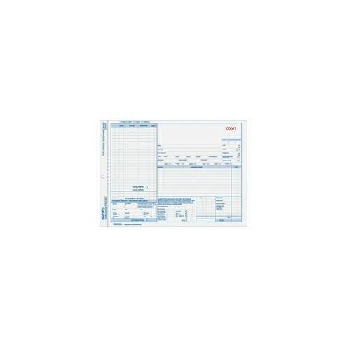 Rediform 3-part Auto Repair Order Forms - 3 PartCarbonless Copy - 11" x 8 1/2" Sheet Size - Assorted Sheet(s) - Blue Print Color - 50 / Pack