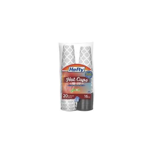 Hefty 16 oz. Hot Cups with Lids - 16 fl oz - 20 / Pack - Gray, Silver - Coffee