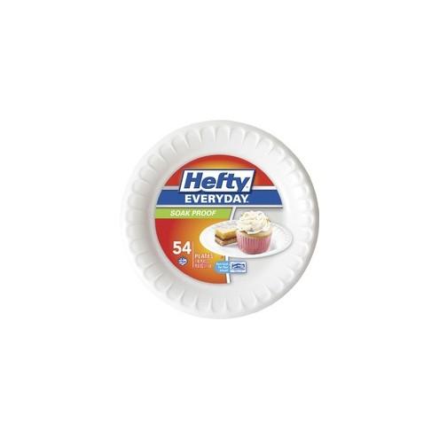 Hefty Everyday Soak Proof 7" Plates - 7" Diameter Plate - Foam Plate - Disposable - White Clear - 54 Piece(s) / Pack