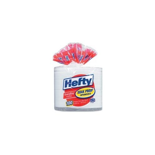 Hefty Everyday Soak Proof 7" Plates - 6 / Pack - 8.88" Diameter Plate - Foam - Disposable - White - 600 Piece(s) / Carton