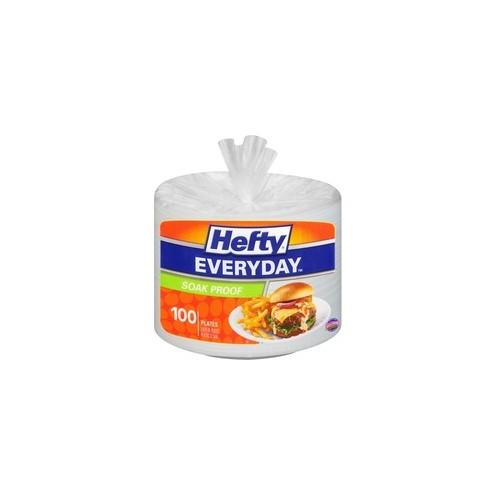 Hefty Everyday Soak Proof 7" Plates - 8.88" Diameter Plate - Foam - Disposable - White - 100 Piece(s) / Pack