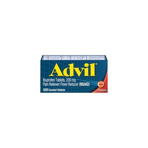 Advil Pain Reliever Ibuprofen Tablets - For Fever, Pain, Headache, Backache, Toothache, Menstrual Cramp, Common Cold, Muscular Pain, Arthritis - 100 / BoxBox