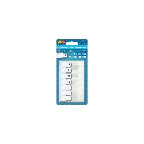 Redi-Tag Permanent Stick Write-On Index Tabs - 104 Write-on Tab(s) - 1" Tab Height x 0.43" Tab Width - Self-adhesive, Permanent - White Plastic Tab(s) - 104 / Pack