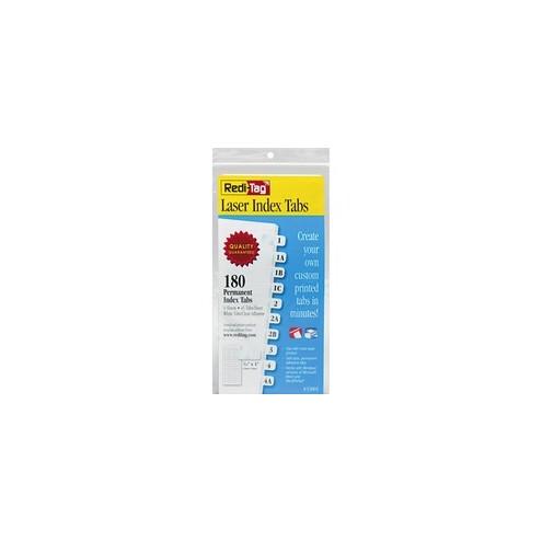 Redi-Tag Laser Printable Index Tabs - 180 Blank Tab(s) - 1" Tab Height x 0.43" Tab Width - Self-adhesive, Permanent - White Tab(s) - 180 / Pack