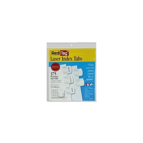 Redi-Tag Laser Printable Index Tabs - 375 Blank Tab(s) - 1.25" Tab Height x 1.12" Tab Width - Self-adhesive, Permanent - White Tab(s) - 375 / Pack