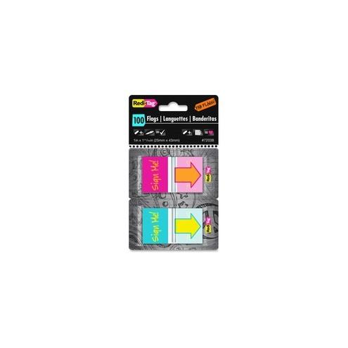 Redi-Tag Self-adhesive Fab Flags - 1" x 1.68" - Rectangle - "Sign Me!" - Magenta, Orange, Yellow, Teal - Self-adhesive, Repositionable, Removable, Residue-free, Writable, Reusable - 100 / Pack