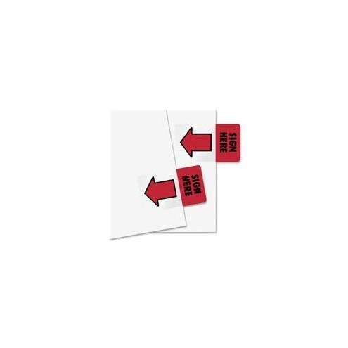 Redi-Tag Sign Here Red Arrow Page Flags - 50 - 1" x 1.68" - Rectangle - "SIGN HERE" - Red - Removable, Self-adhesive - 50 / Pack