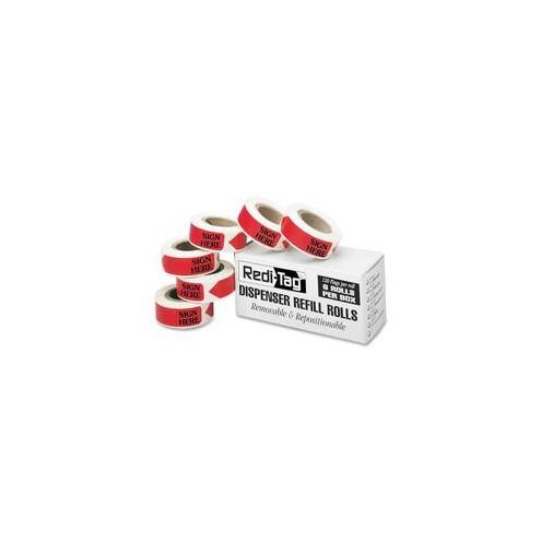 Redi-Tag Sign Here Arrow Flags Dispenser Refills - 720 x Red - 1.88" x 0.56" - Arrow - "SIGN HERE" - Red - Removable, Self-adhesive - 120 / Box