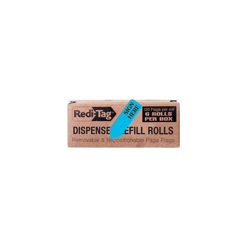 Redi-Tag Removable Sign Here Flag Refills - 50 x Blue - 1.88" x 0.56" - Arrow - "SIGN HERE" - Blue - Removable, Self-adhesive - 300 / Box