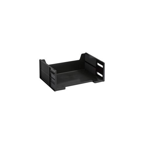Rubbermaid Stackable Side Loading Letter Tray - 5.1" Height - Desktop - Ebony - Polystyrene - 1Each