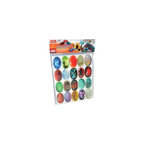 Roylco Big Gems Pasting Pieces - Decoration, Jewelry - Recommended For 2 Year - 2.50" x 1.50" - 400 / Pack - Assorted - Card Stock